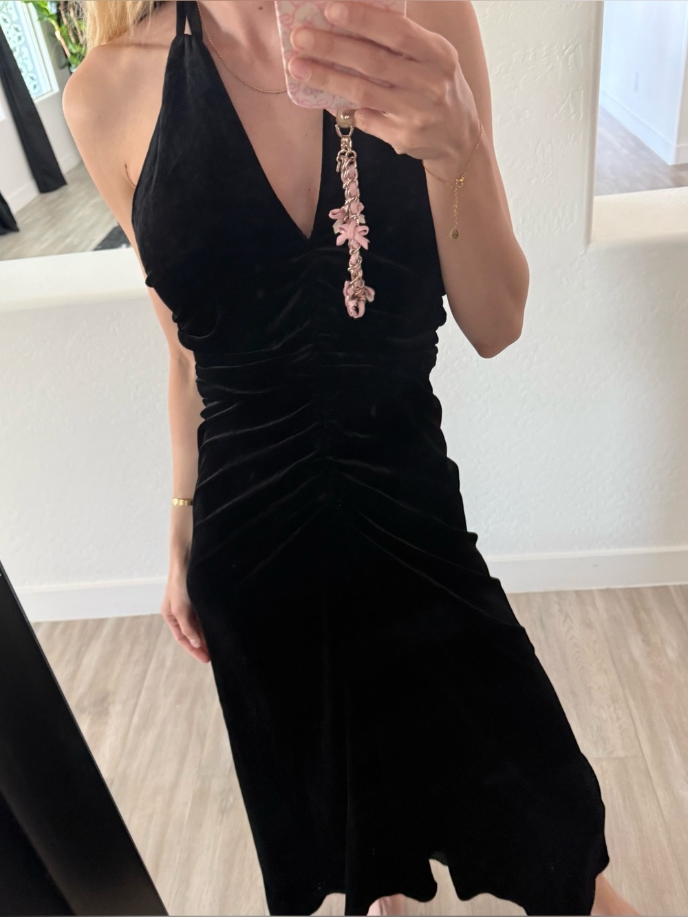 VERONICA BEARD Josette ruched velvet halterneck midi dress $798 Size 4 - Picture 2 of 15